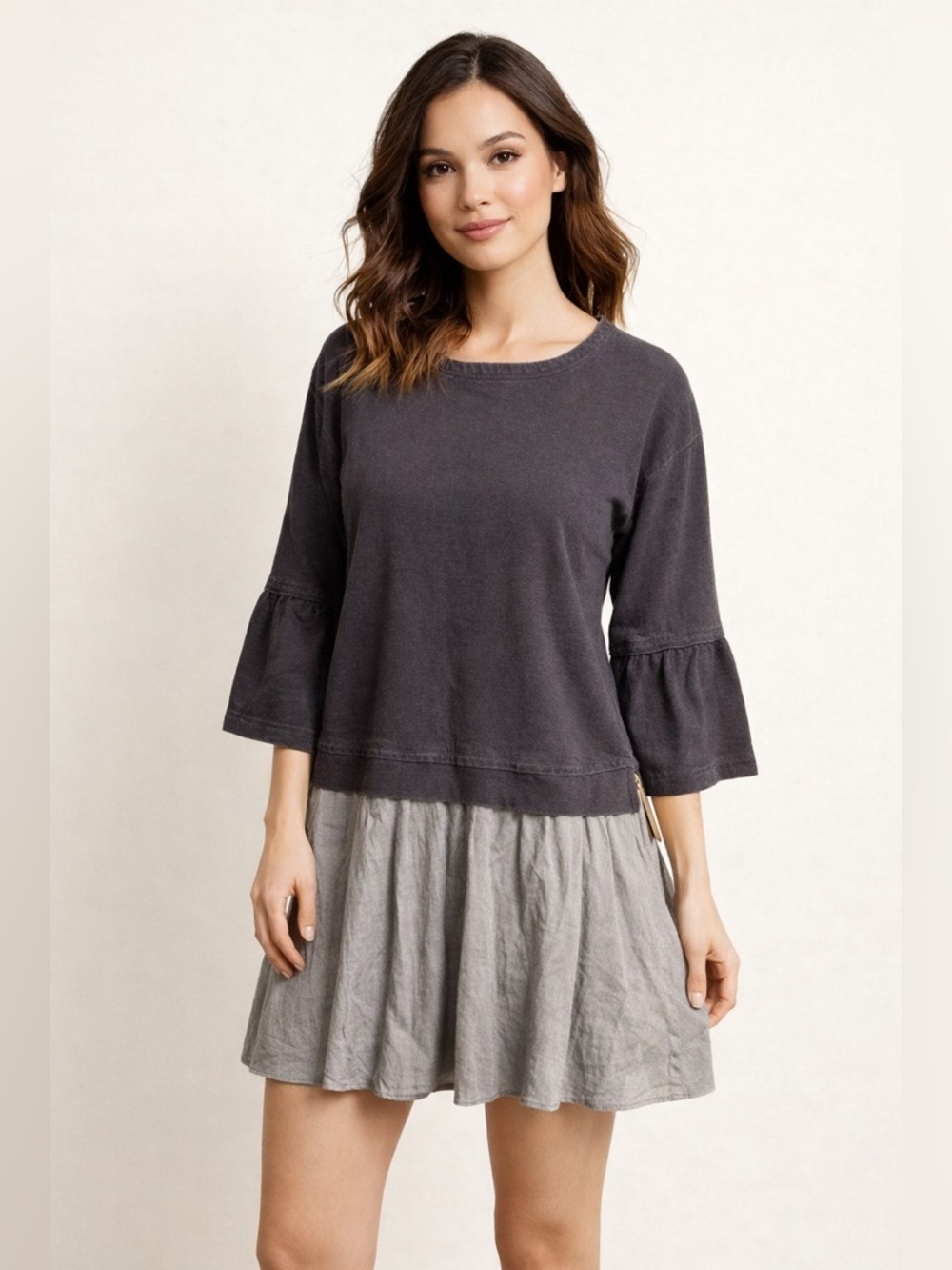 Gabby Skye Cotton Mini Dress – Blue – Size Medium Minimal Effortless Comfort